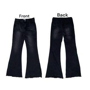 Forever 21 Jeans Women Size 30 Black Split Flare Hem Chic VGUC
